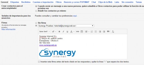 Configurar firma de correo