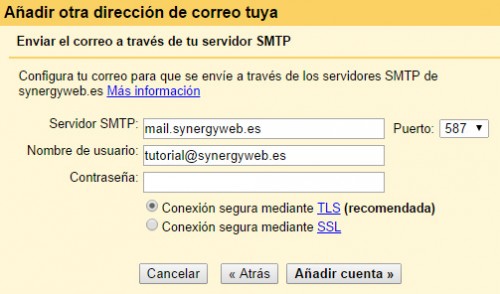 Configuración servidor de salida