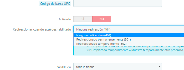 redireccion 301 seo prestashop