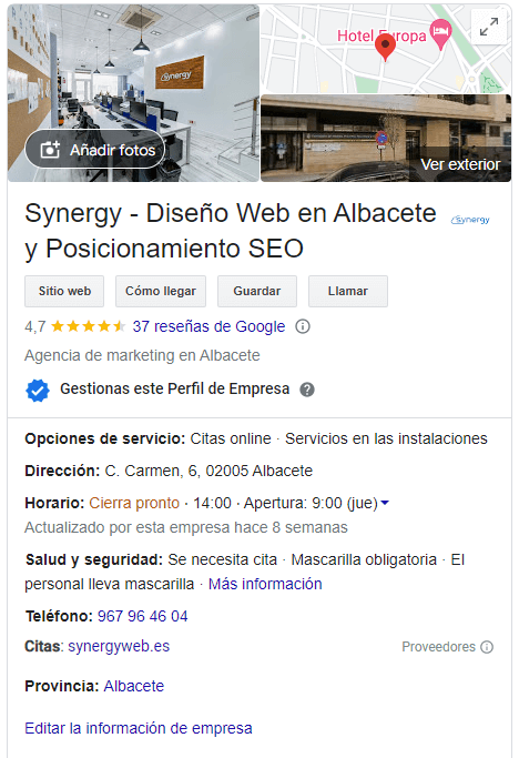 dar a conocer tu negocio local perfil de empresa de synergy